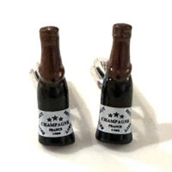 Champagne Bottle Cufflinks - Picture 2 of 3